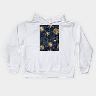 Sun Moon and Stars Blue Sky Kids Hoodie